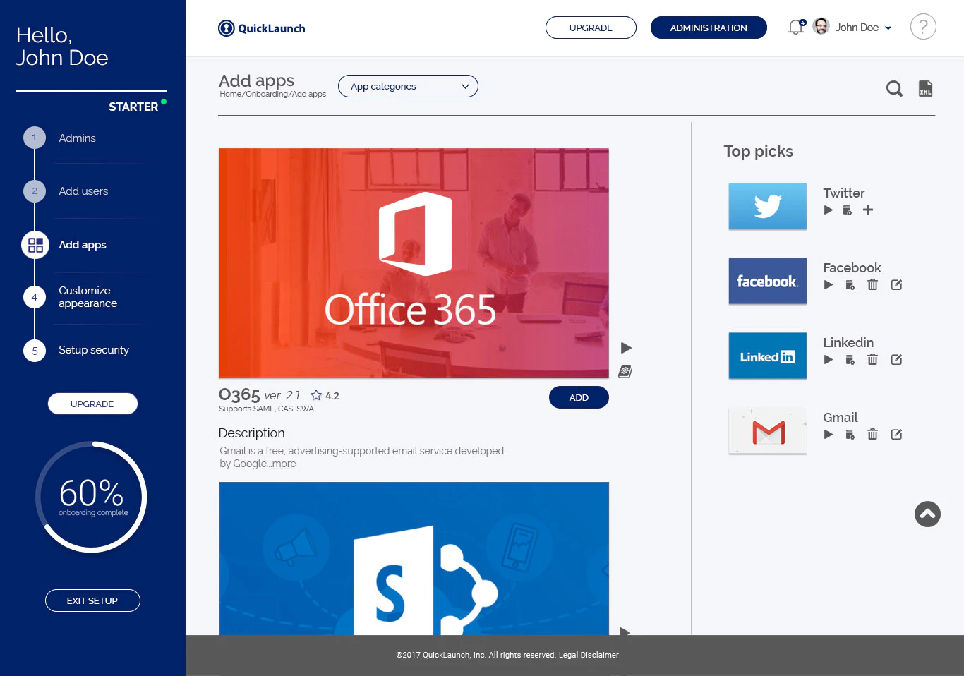 screenshot of QuickLaunch SSO